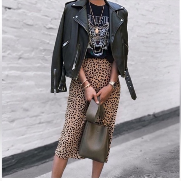 RACHEL ZOE LEOPARD PRINT MIDI SLIP SKIRT SIZE 8 - Picture 8 of 11